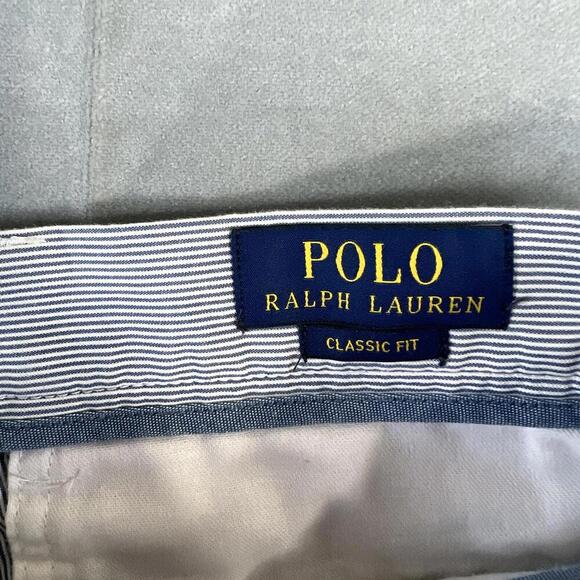 Polo Ralph Lauren AllOver Pony Shorts Chino Mens 31 Blue Striped Classic Fit - Picture 3 of 7